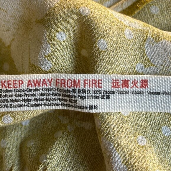 Free People SZ S NWT yellow & white floral peasant style bodysuit bell sleeve - Picture 8 of 10